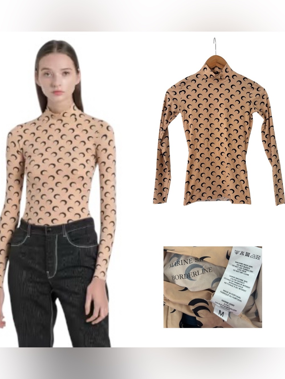 Marine Serre Second Skin Turtleneck Moon Top